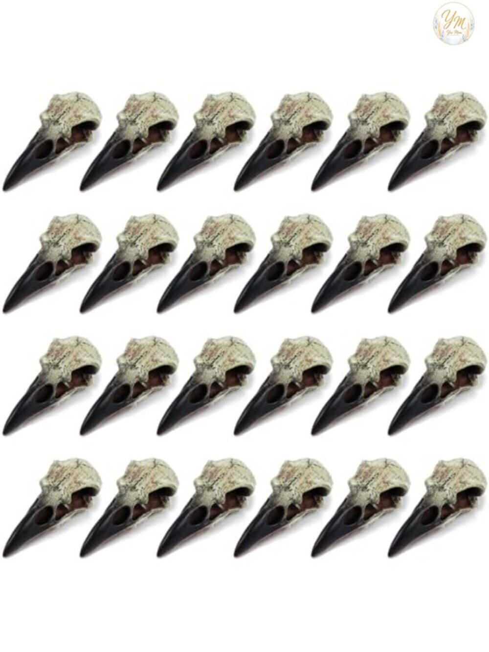 Resin Raven Skull Figurines Gothic Halloween Decor Set of 24